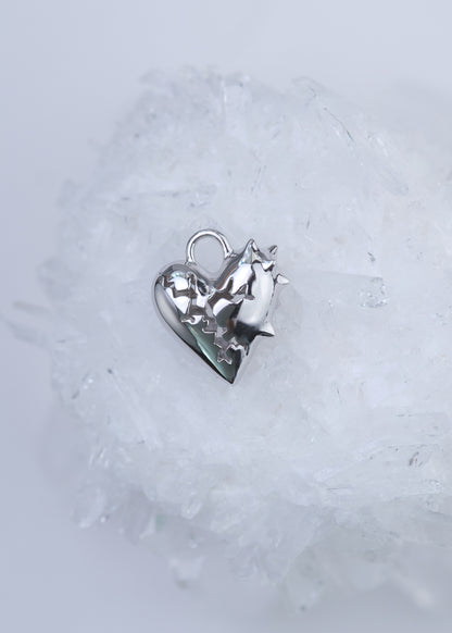 BASE Hoops + MACHAON Pendant + CRACKED HEART SPIKED Pendant