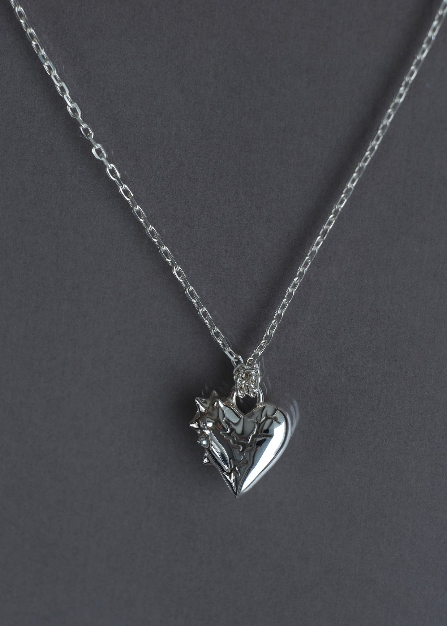 BASE Hoops + MACHAON Pendant + CRACKED HEART SPIKED Pendant