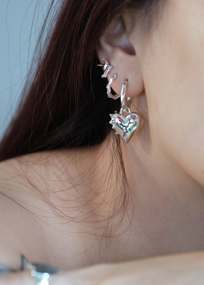 BASE Hoops + MACHAON Pendant + CRACKED HEART SPIKED Pendant