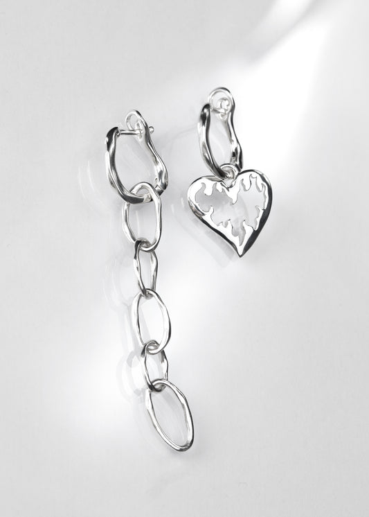 BASE Hoops + HEART ON FIRE Anhänger + CHAIN Anhänger