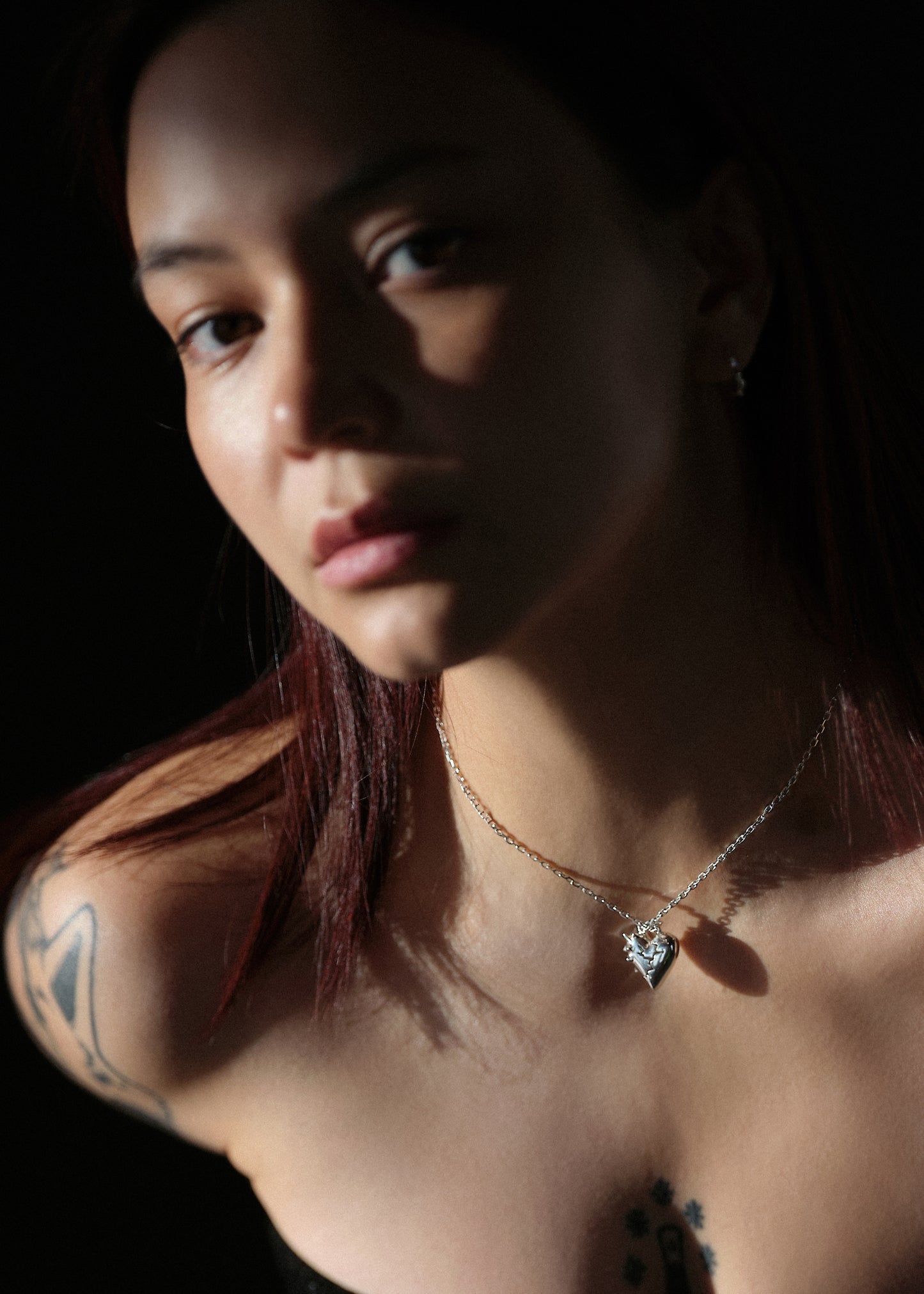 CRACKED HEART SPIKED Pendant with Chain
