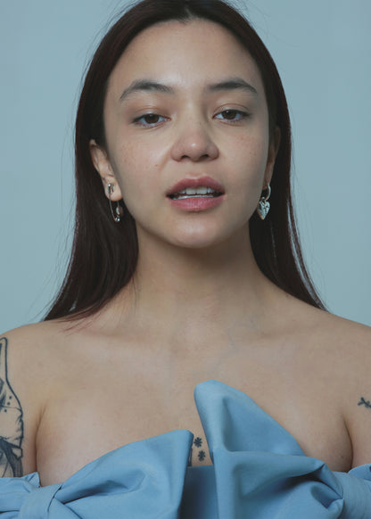 SAFETY PIN Earring with "On ne voit bien qu'avec le cœur" Charm