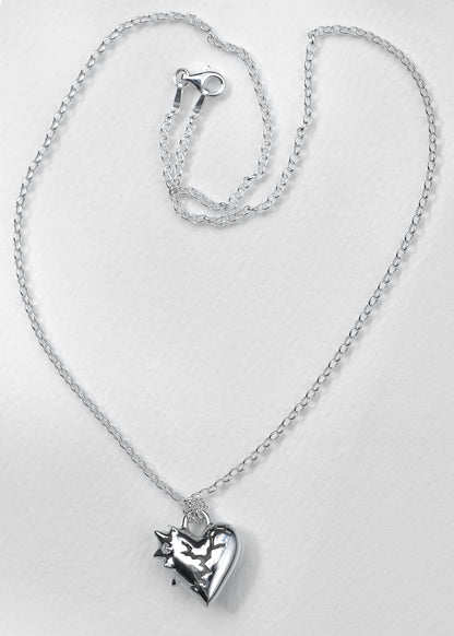 CRACKED HEART SPIKED Pendant with Chain