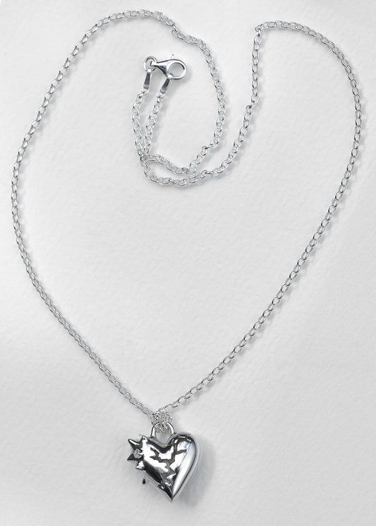 CRACKED HEART SPIKED Anhänger mit Kette
